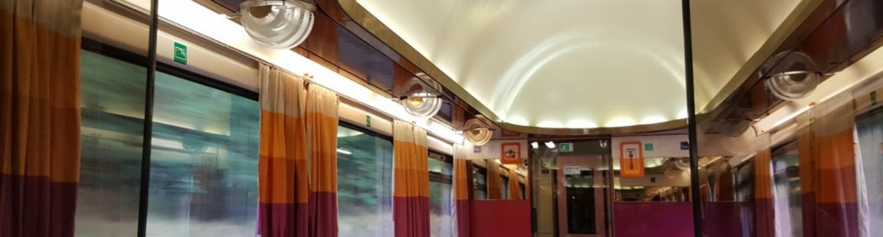 The restaurant car on a Budapest to Warszawa train
