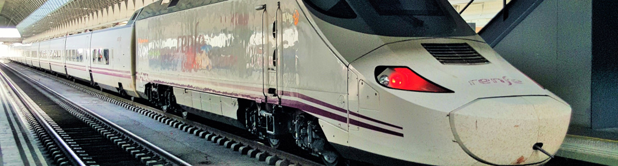 An Alvia train departs for Cadiz from Seville