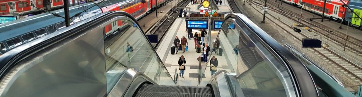 A view from one of the newly renovated escalators at Hamburg Hbf