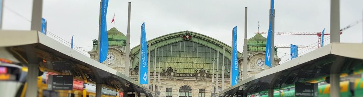 The view towards Basel SBB from the tram stops in front of the station