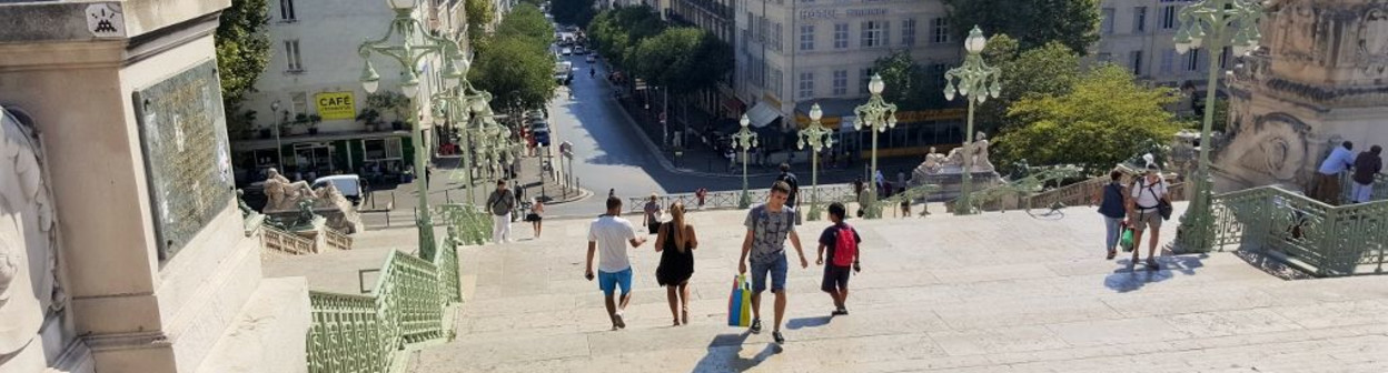 The famous flight of stairs between Marseille St Charles and the city