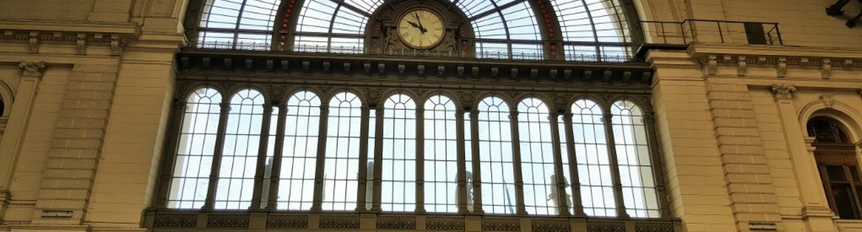 One of the stunning windows at Budapest-Keleti