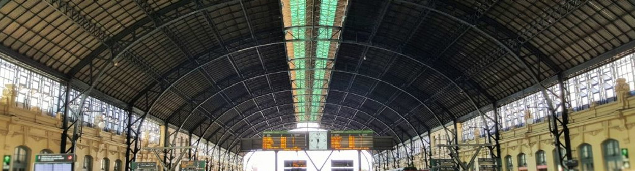 Looking towards the trains at Valencia-Nord - via/track 6 is on the right