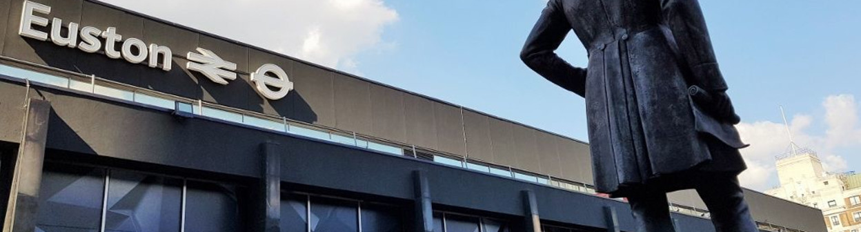 The frontage of Euston station is being altered by building work