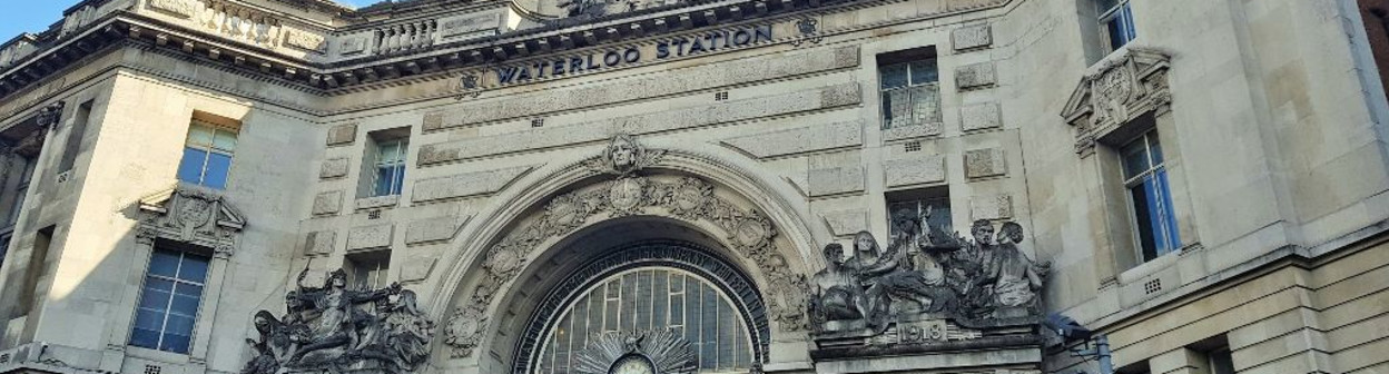 The main street entrance to Waterloo station is by the South Bank art complex