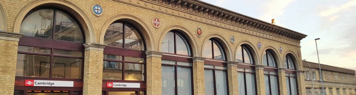 The elegant frontage of Cambridge station was opened in the mid 19th century