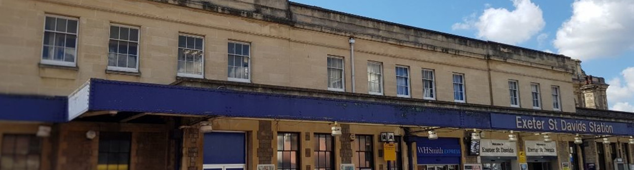 The front of Exter St Davids showcases the former GWR's flair for Art-Deco