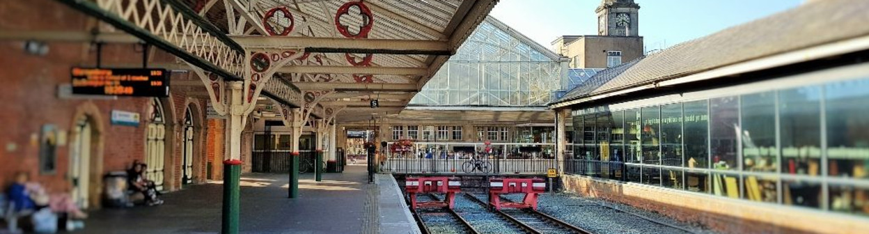 When arriving at Aberystwyth station you can simply walk straight ahead to the town center