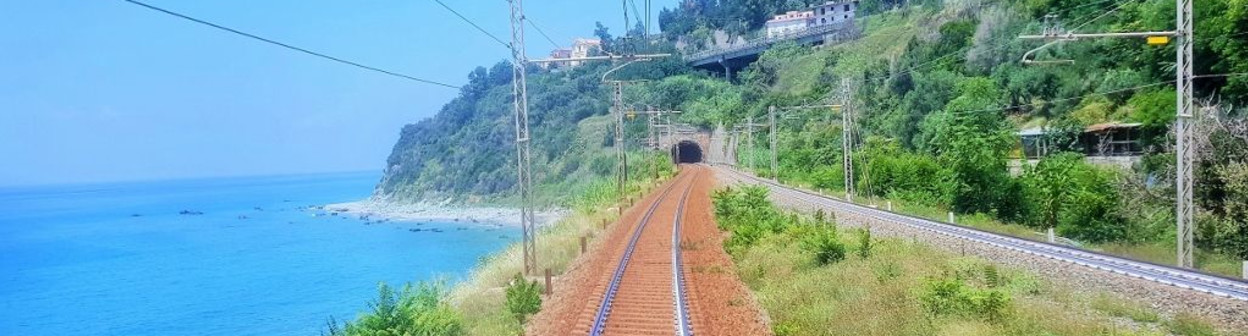 The view through the rear door of the IC train to Sicily