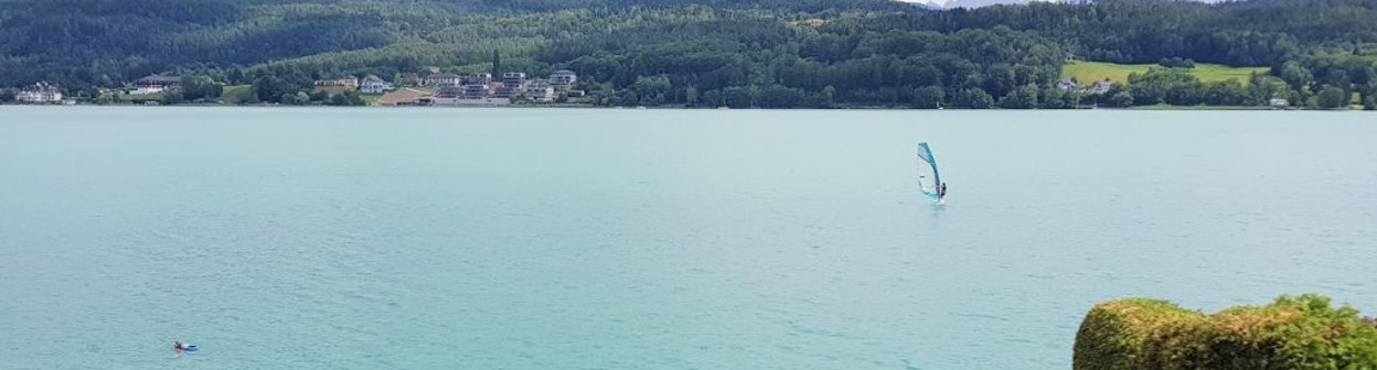 The view over the Worthersee as the train heads north from Villach