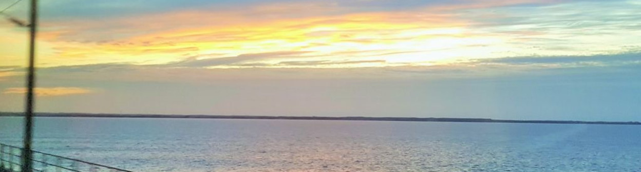 A view from The Great Belt Bridge at sunset