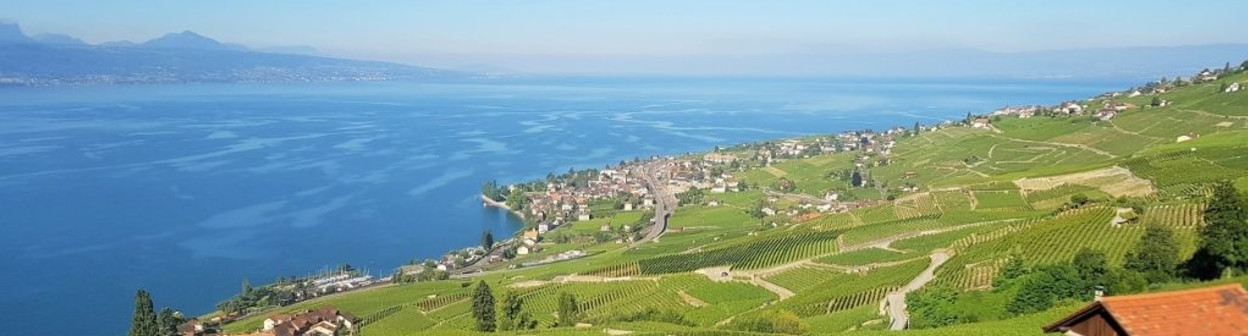 The railway climbs up away from Lake Geneva