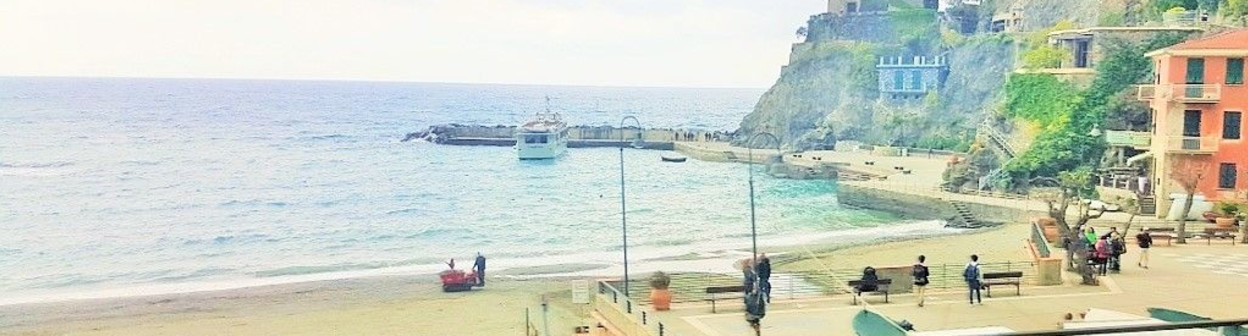 There are glimpses of the Cinque Terre beaches north of La Spezia