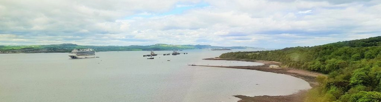 The view looking to the right when approaching the Forth Bridge