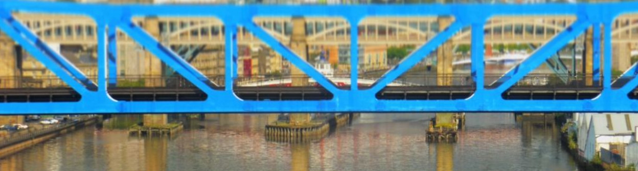 Looking down on the River Tyne as the train departs Newcastle