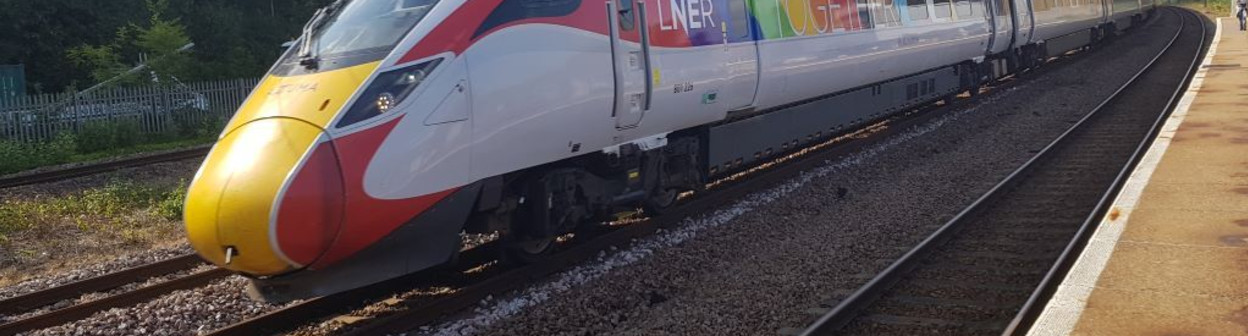 The Azuma with 'Together', the Pride-themed livery! Together', our Pride-themed livery with each carriage featuring a different LGBTQIA flag