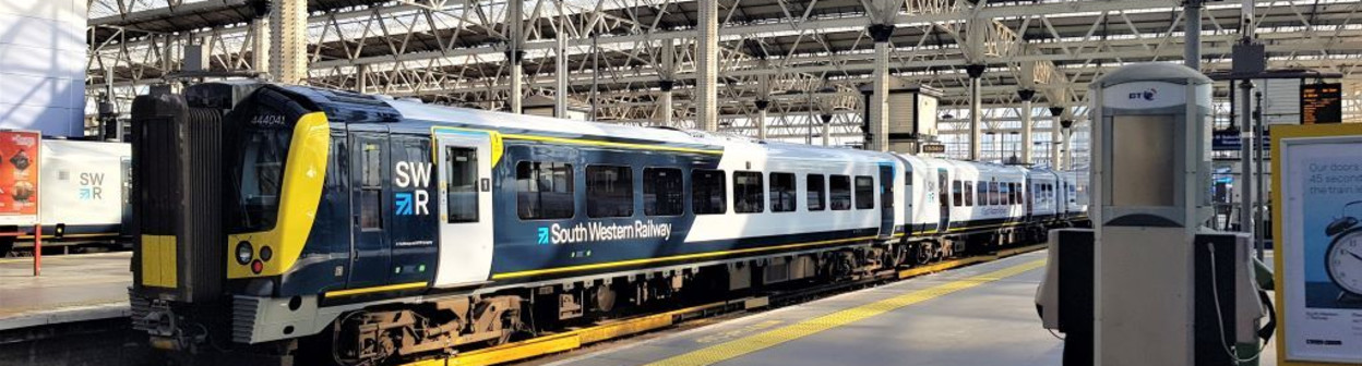 These 'Desiro' trains are used on the London - Southampton - Bournemouth - Weymouth route