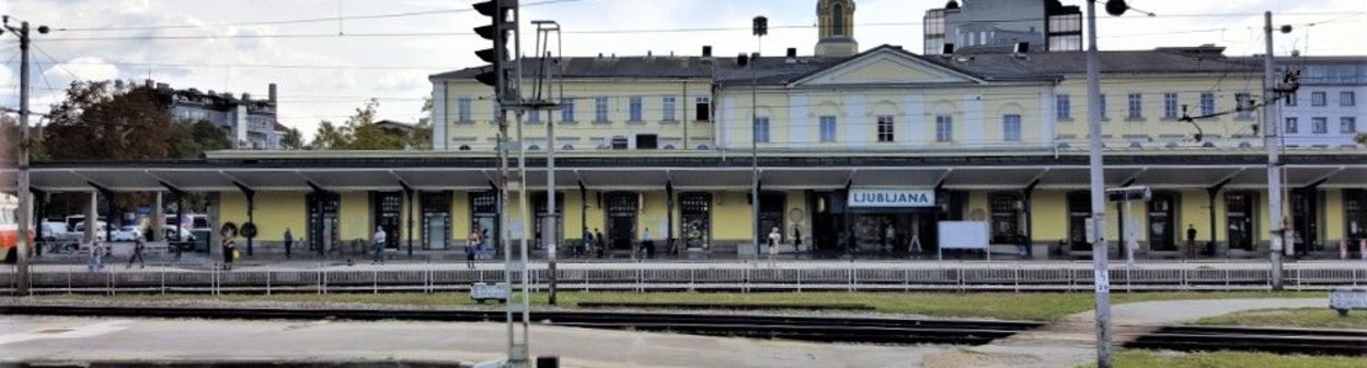 Passing through Ljubljana station on a train
