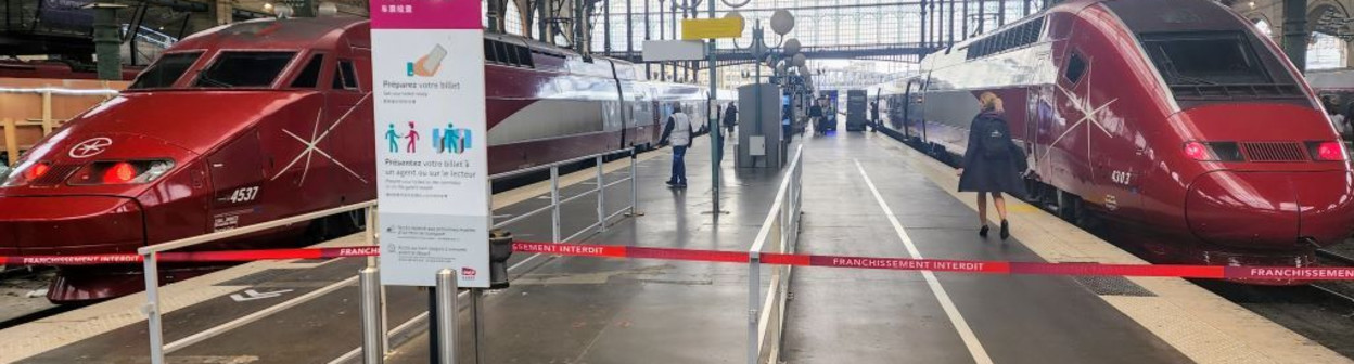 Boarding a Eurostar train to Brussels at the Gare Du Nord