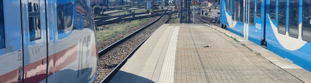 Trains await departure at Munchen Hbf