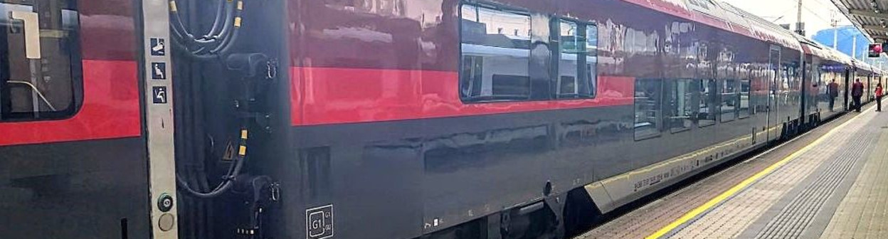 A New Generation Railjet train on a Bologna to Munich service