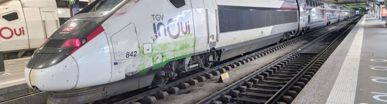 a TGV awaits departure from Paris Montparnasse