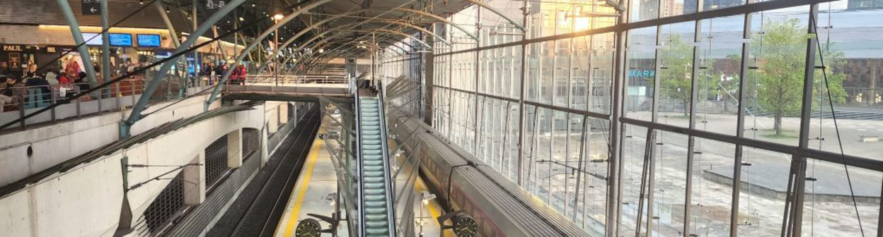 A TGV train to Brussels awaits departure from Lille Europe station
