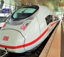 An ICE 3 Velero train in the station at Frankfurt Airport