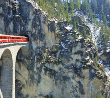 Crossing the Landwasser Viaduct on the Samedan to Chur train
