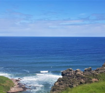 A glimpse of the ruins of the smugglers bothy at Lamberton Skerrs south of Berwick