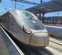 A Talgo AVRIL train at Madrid Chamartin