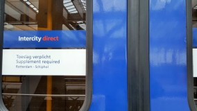 Branding on the doors of an Intercity Direct train services