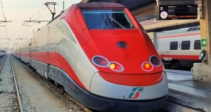 A Frecciarossa train has arrived at Venezia St Lucia
