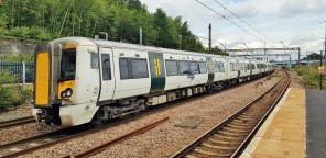 An Electrostar train operated by Great Northern heads to London