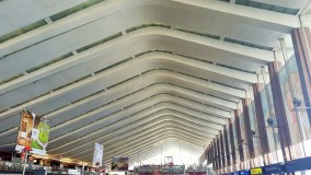 The stunning roof over the front hall at Roma Termini