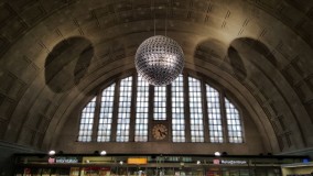 The main station hall at Basel Bad bf is enriched by the stunning light show