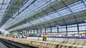 The beautiful newly renovated arching roof  at Bordeaux Saint Jean