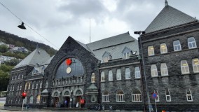 The exterior of Bergen (the tram stops are to the right)