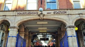 The main street entrance to Marylebone station