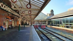 When arriving at Aberystwyth station you can simply walk straight ahead to the town center