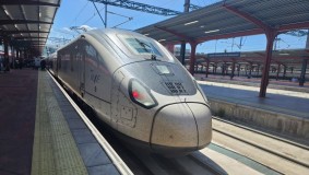 A Talgo AVRIL train at Madrid Chamartin