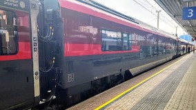 A New Generation Railjet train on a Bologna to Munich service