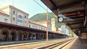 Looking along the platforms in Bolzano station