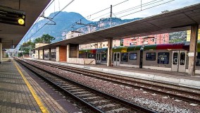 Looking across the railway in Trento station