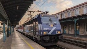A train on the European Sleeper route to Prague