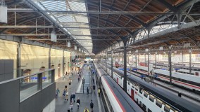 Looking down on the platforms in Basel SBB station