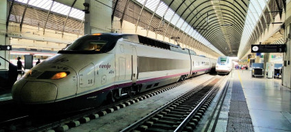 An AVE (100) train has arrived in Sevilla