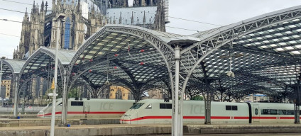 ICE trains await departure from Koln Hbf