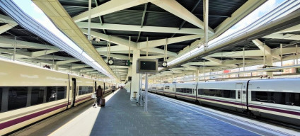 Boarding an AVE train in Valencia