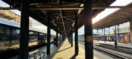 Boarding a train at Budapest-Keleti station